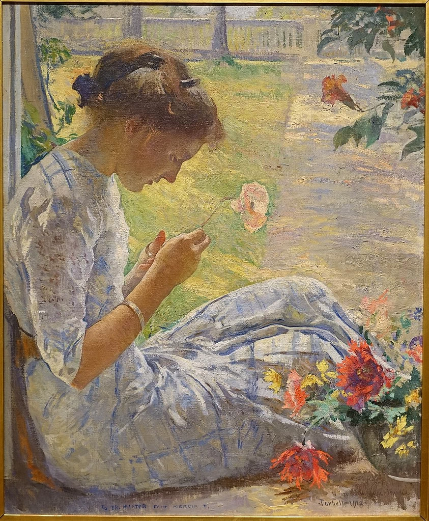 Edmund Tarbell - Mercie con un fiore, Currier Museum of Art, Manchester